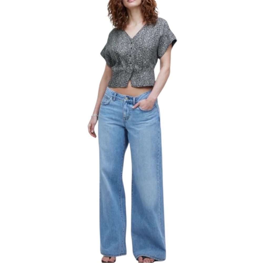 NWOT Madewell Pleated Short-Sleeve Top - Picture 2 of 11